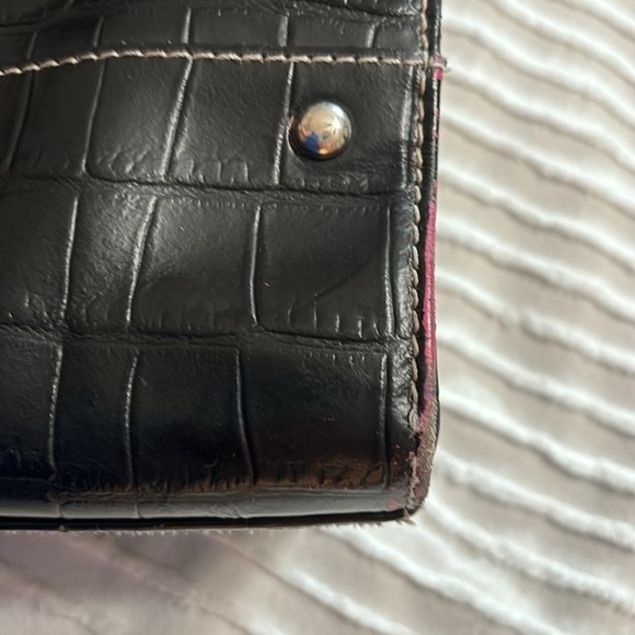 Wilson’s Leather Black Croc Embossed Travel Tote Bag Y2K - Picture 3 of 12